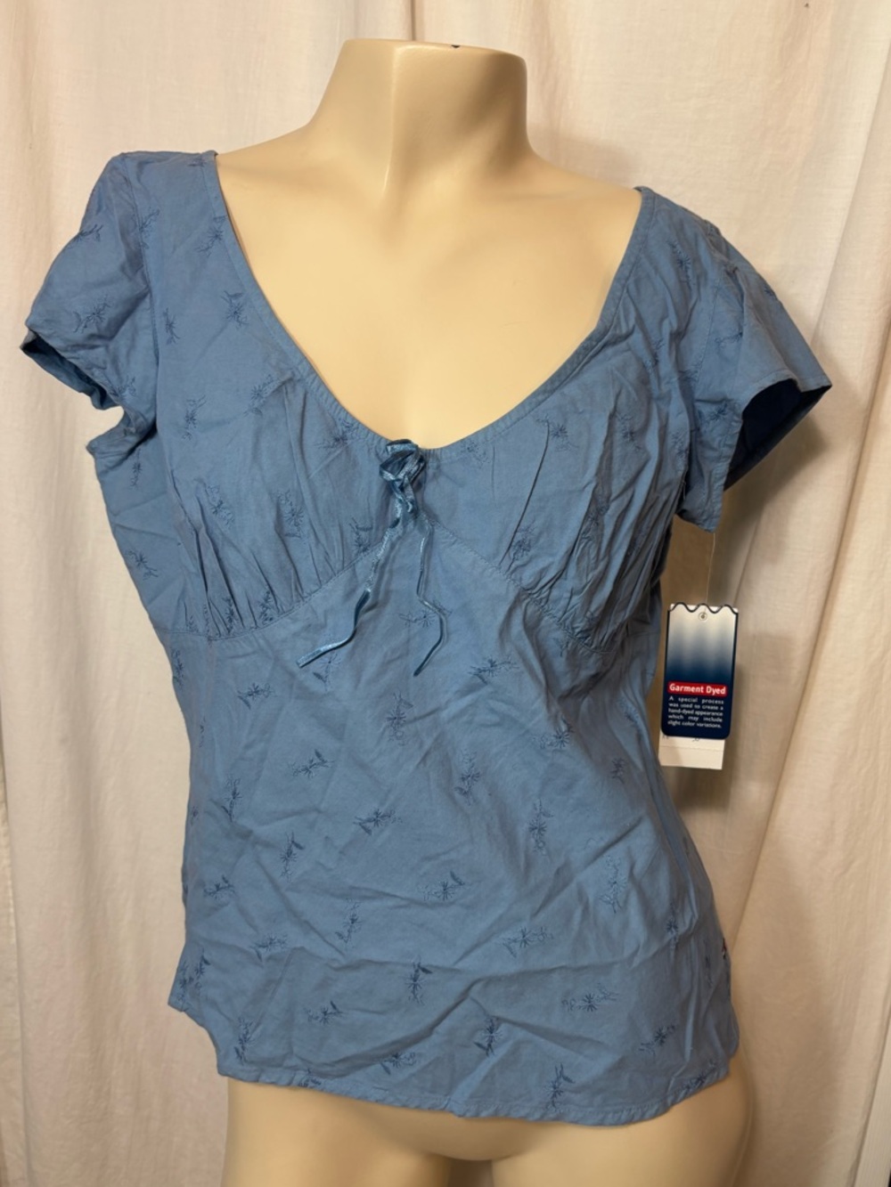 NWT Tommy Hilfiger women’s blouse blue cotton vintage 2003 Y2K medium